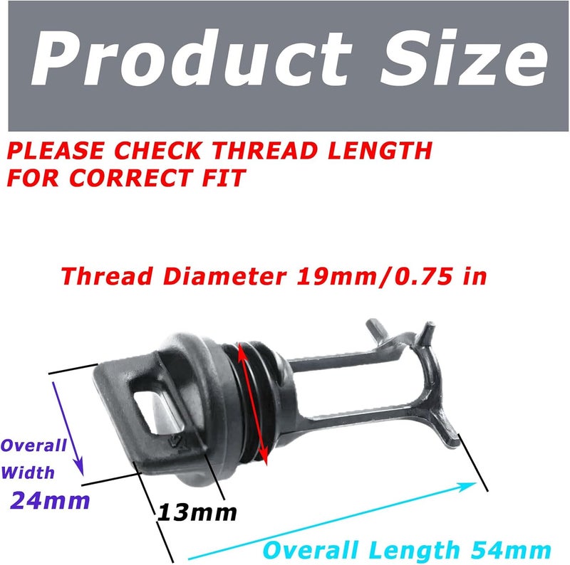 auaurly Kayak Drain Plugs Thread Bung Hull Drain Fits Scupper Plug for Canoes Boats,Black Plastic Direct Kayak Boat Drain Plug 52802 - Image 2